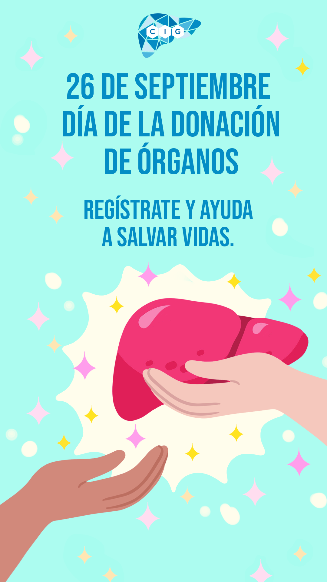 Cartel del Día de la Donación de Órganos con hígado ilustrado